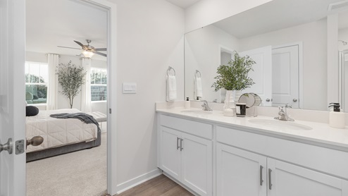 primary bathroom with double sink vanity. new homes in charlotte, nc