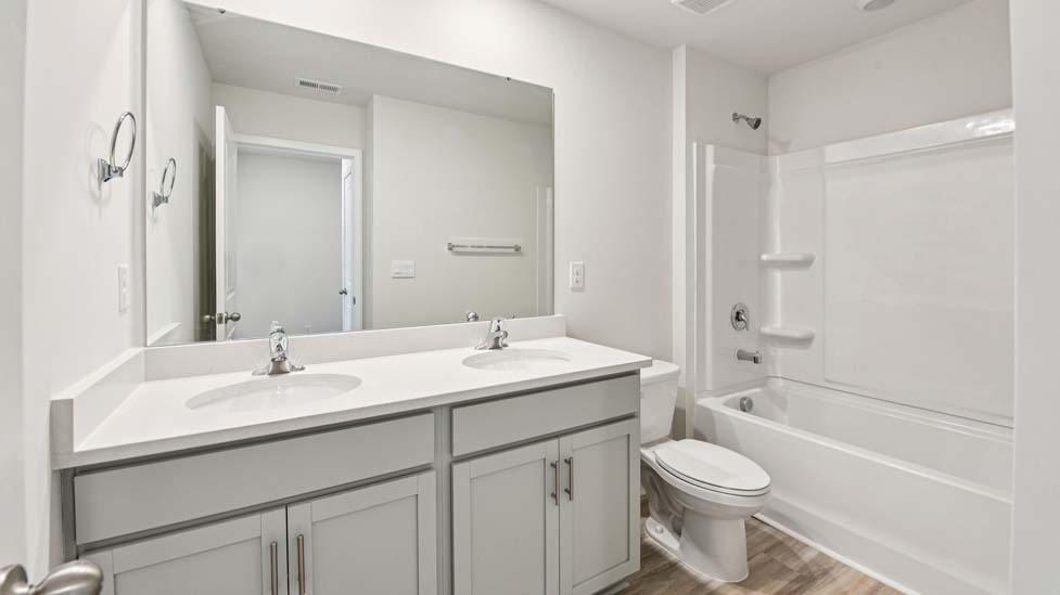 Bathroom with bathtub shower combination