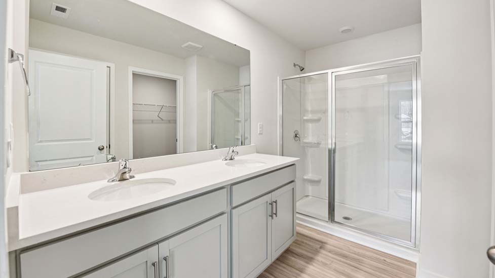 Bathroom with bathtub shower combination