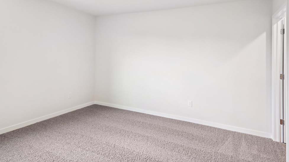 Carpeted bedroom with large window