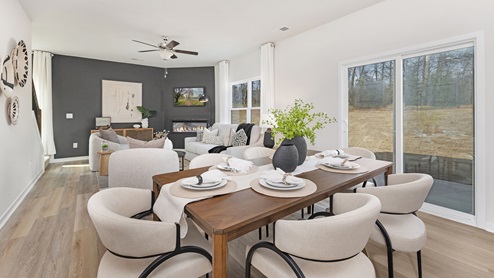 breakfast or dining area beside kitchen and living room. New home in charlotte, nc
