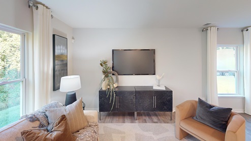 Living room with large windows