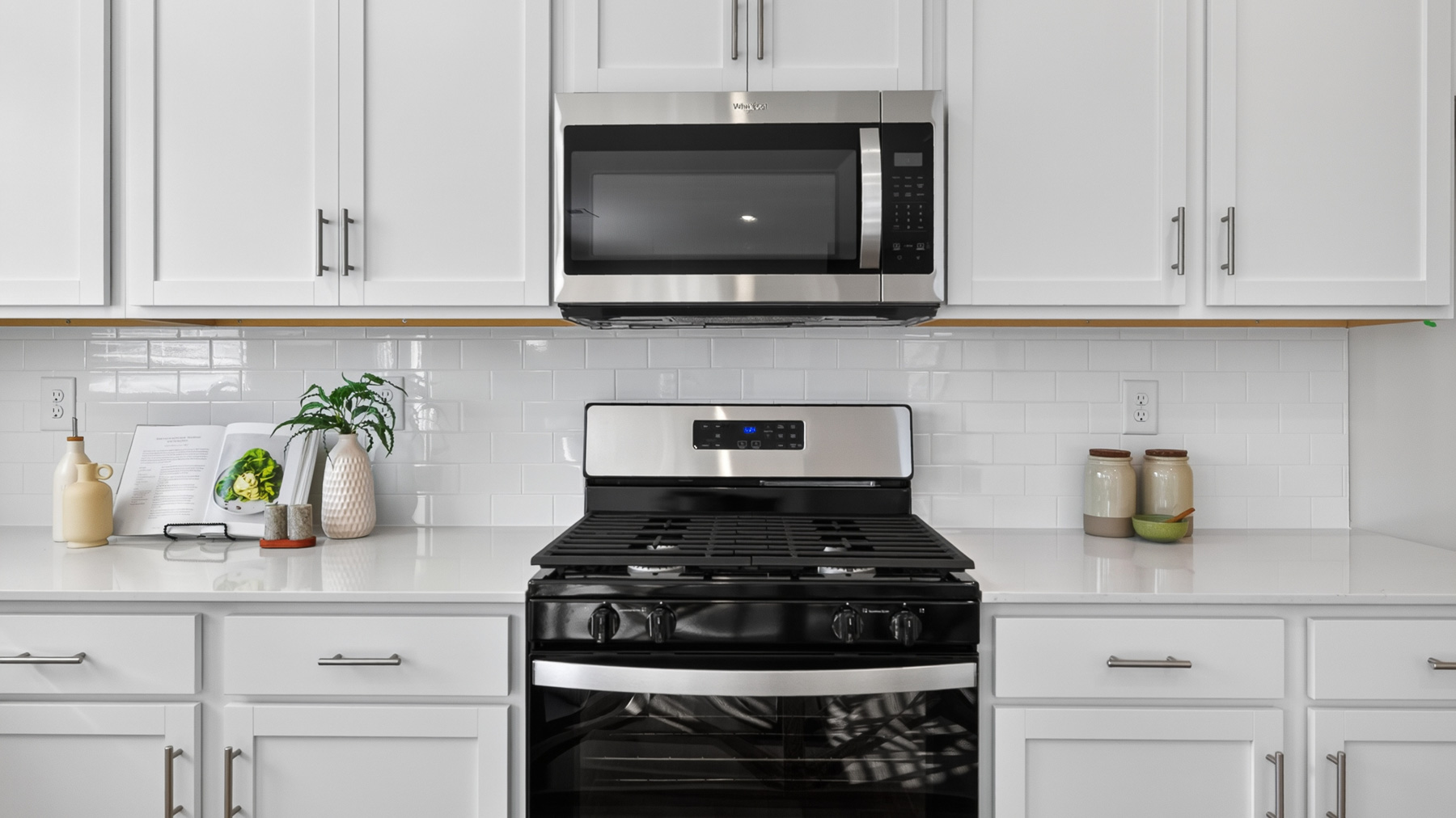 Kitchen with white cabinets