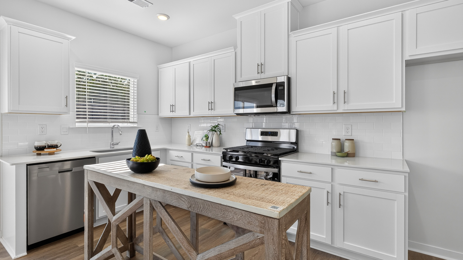 Kitchen with white cabinets