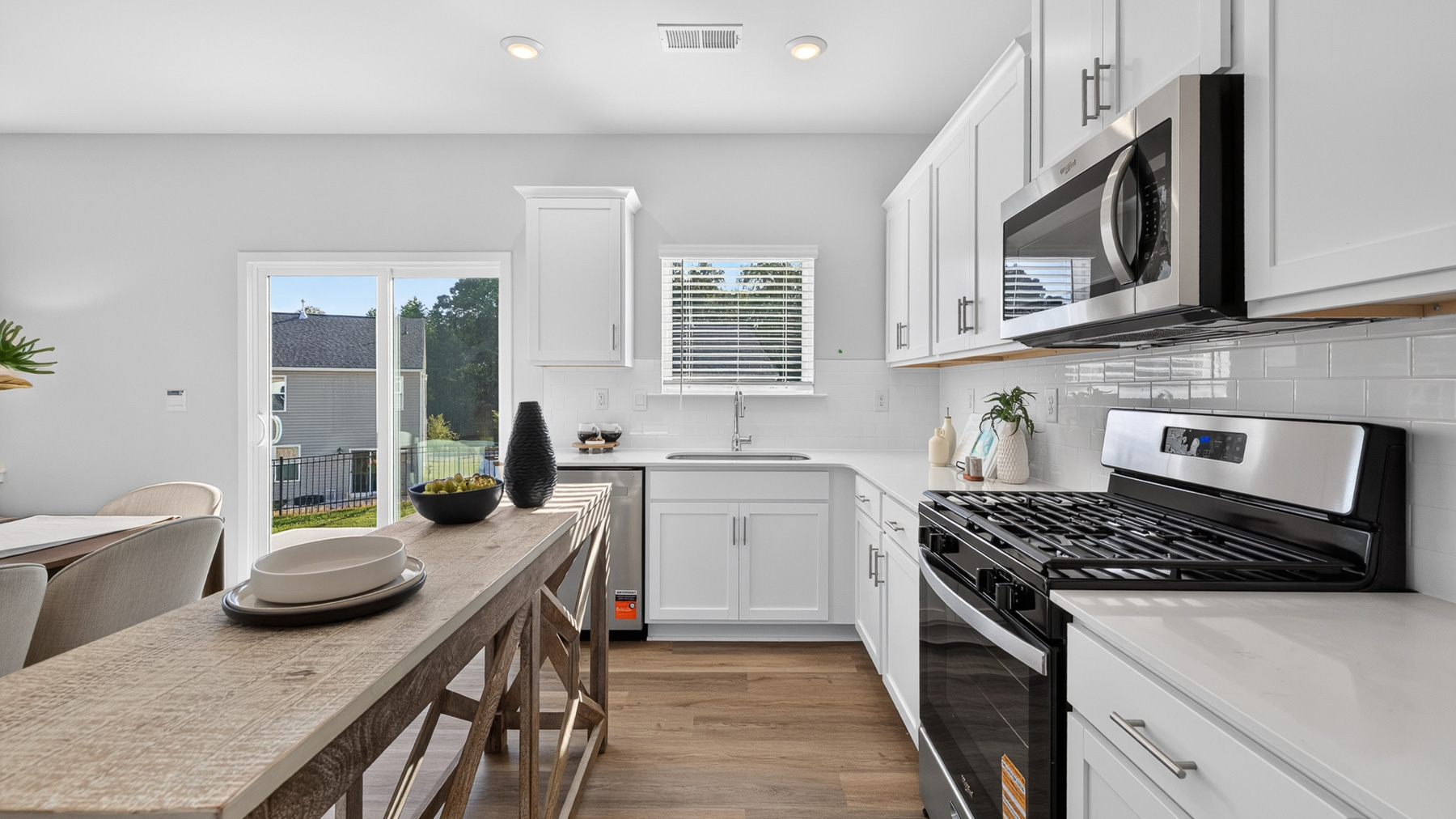 Kitchen with white cabinets