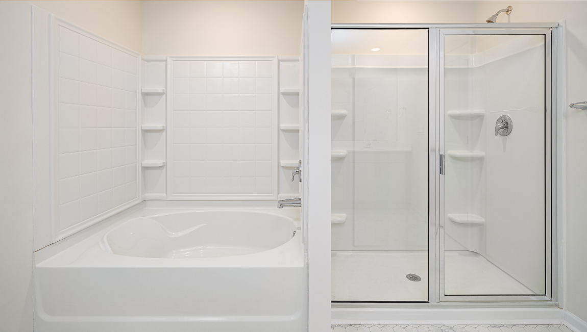 Primary bathroom with glass door shower