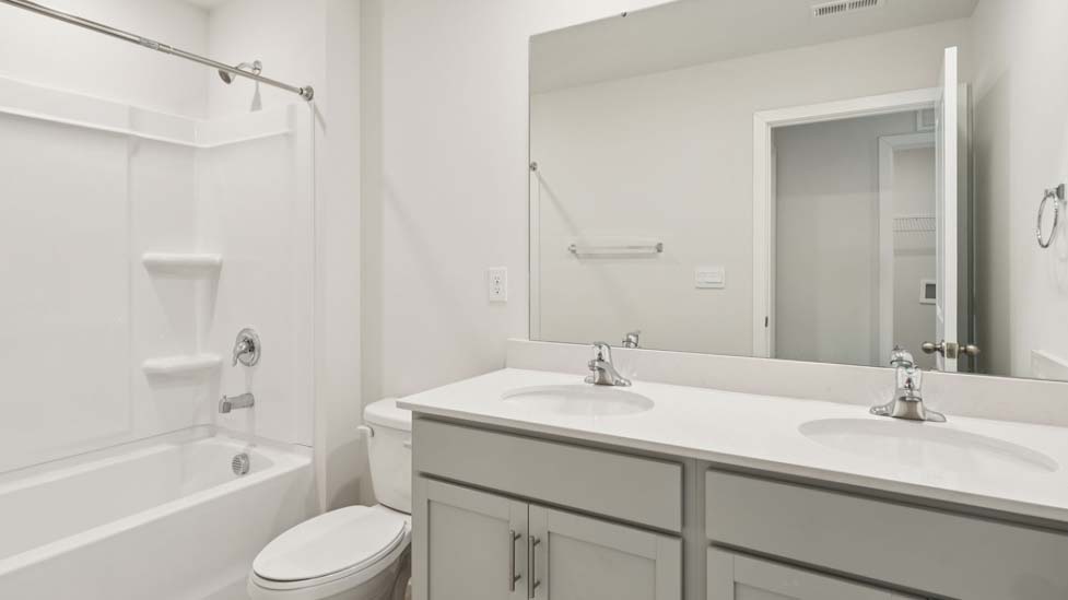 Bathroom with bathtub shower combination