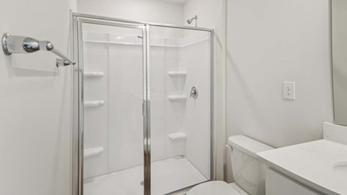 Bathroom with glass door shower