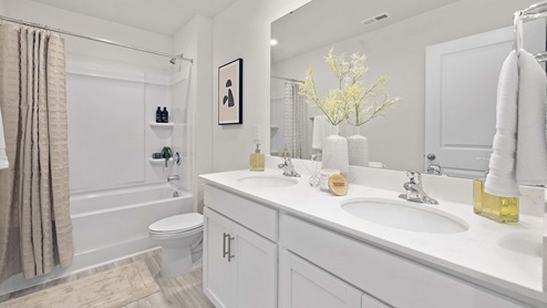 Bathroom with bathtub shower combination