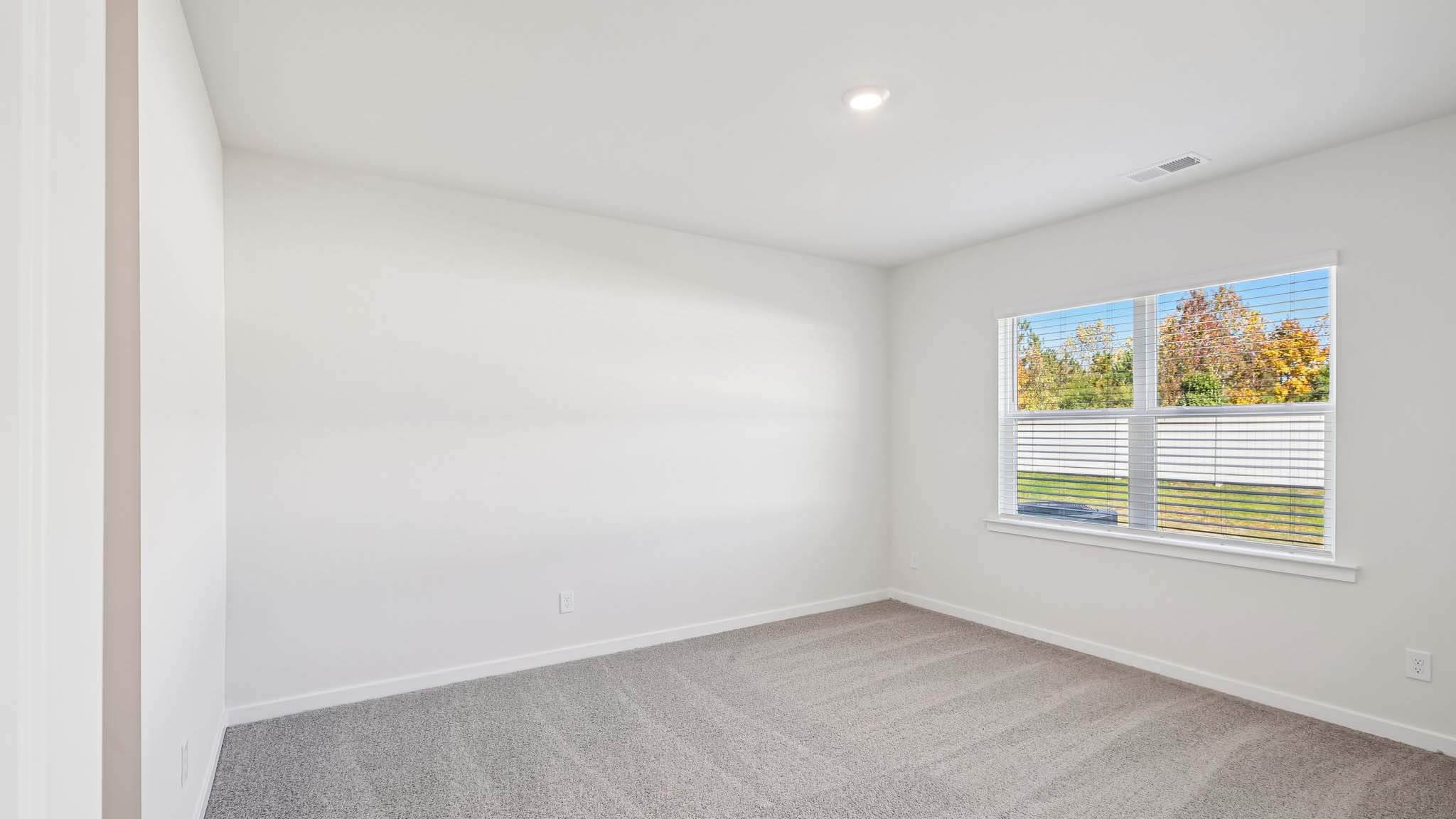 Carpeted primary large bedroom with windows