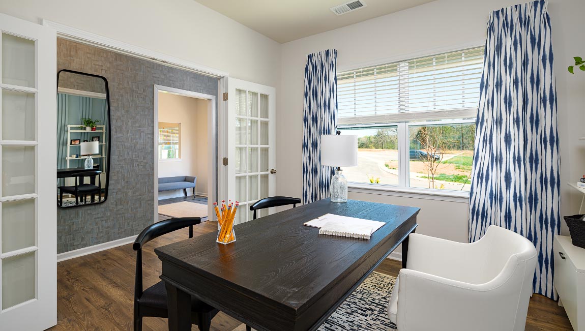 Flex space with windows and french doors