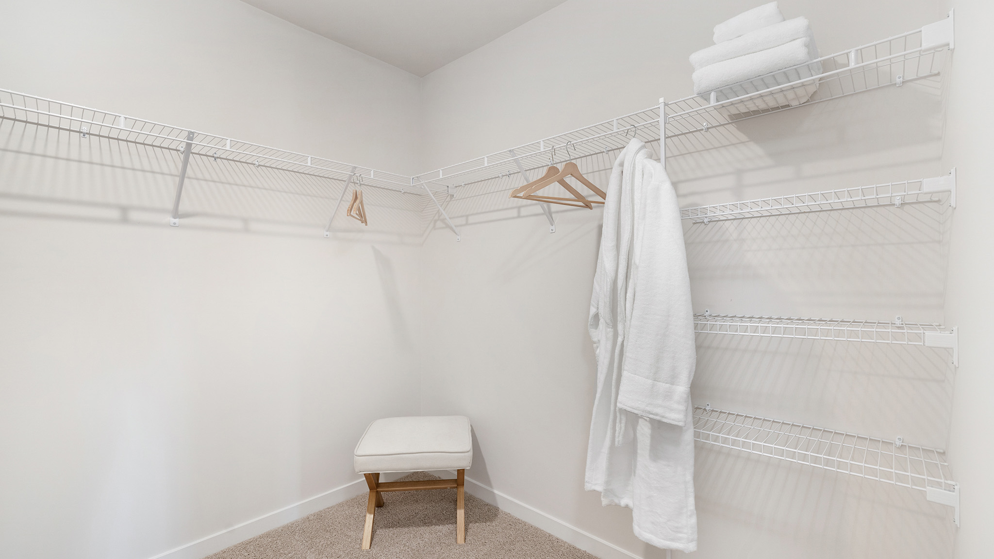 Carpeted walk in closet