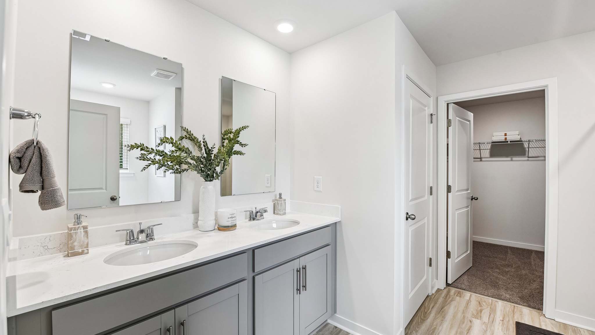 Primary bathroom with standing glass shower