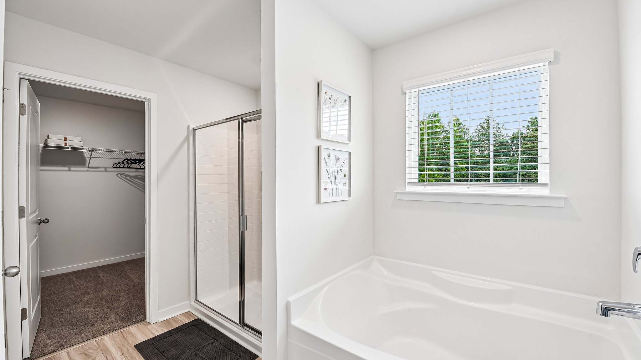 Primary bathroom with standing glass shower