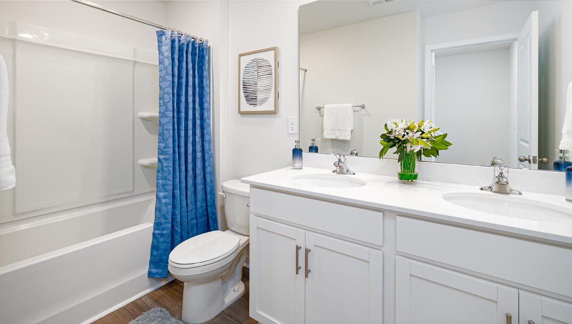 Bathroom with bathtub and shower combination