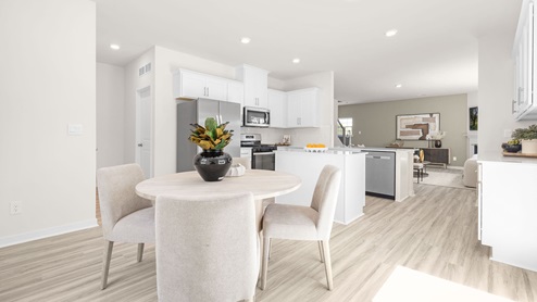 Kitchen and breakfast area with sliding glass back door