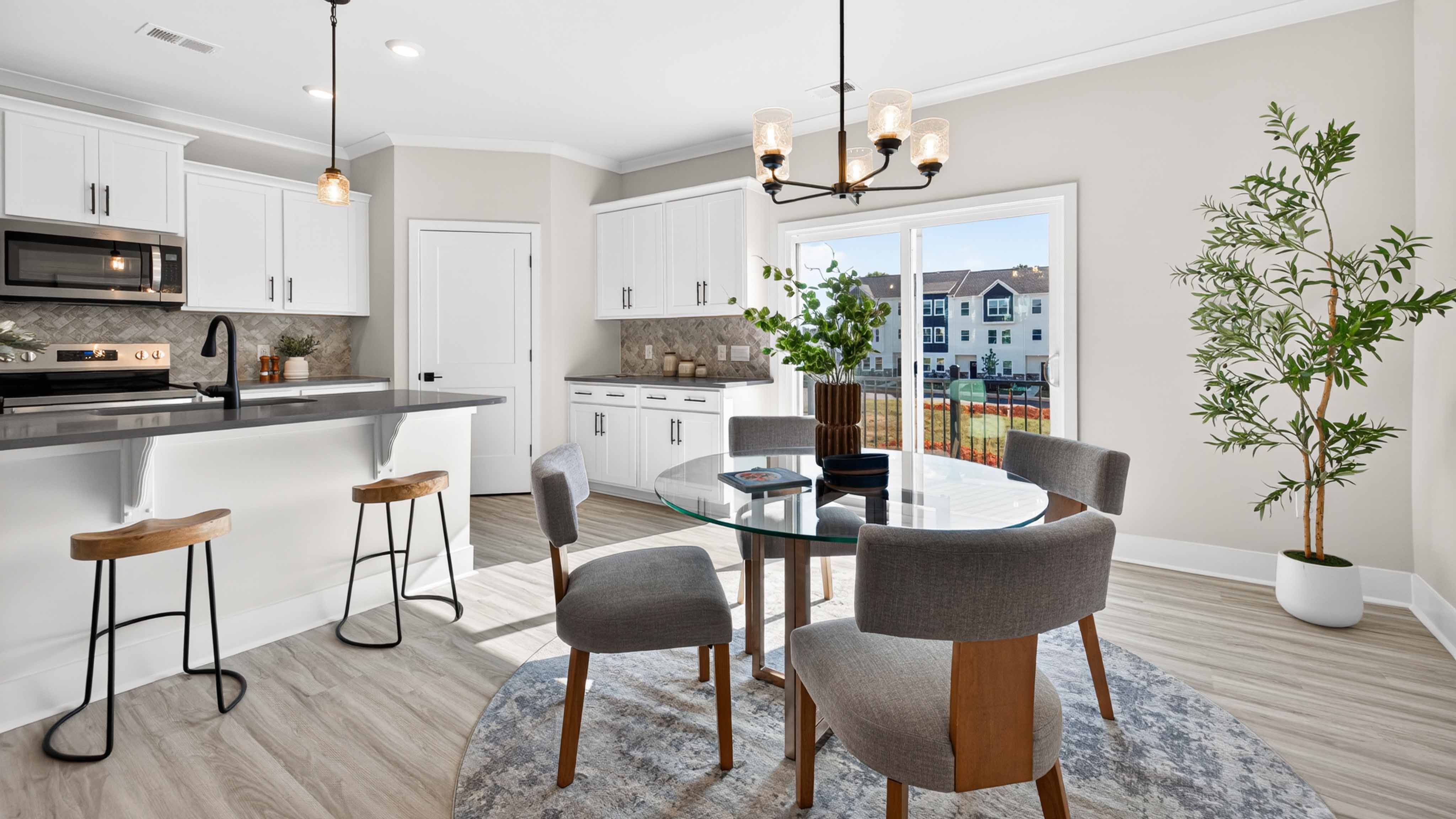 Dining area with sliding glass back door