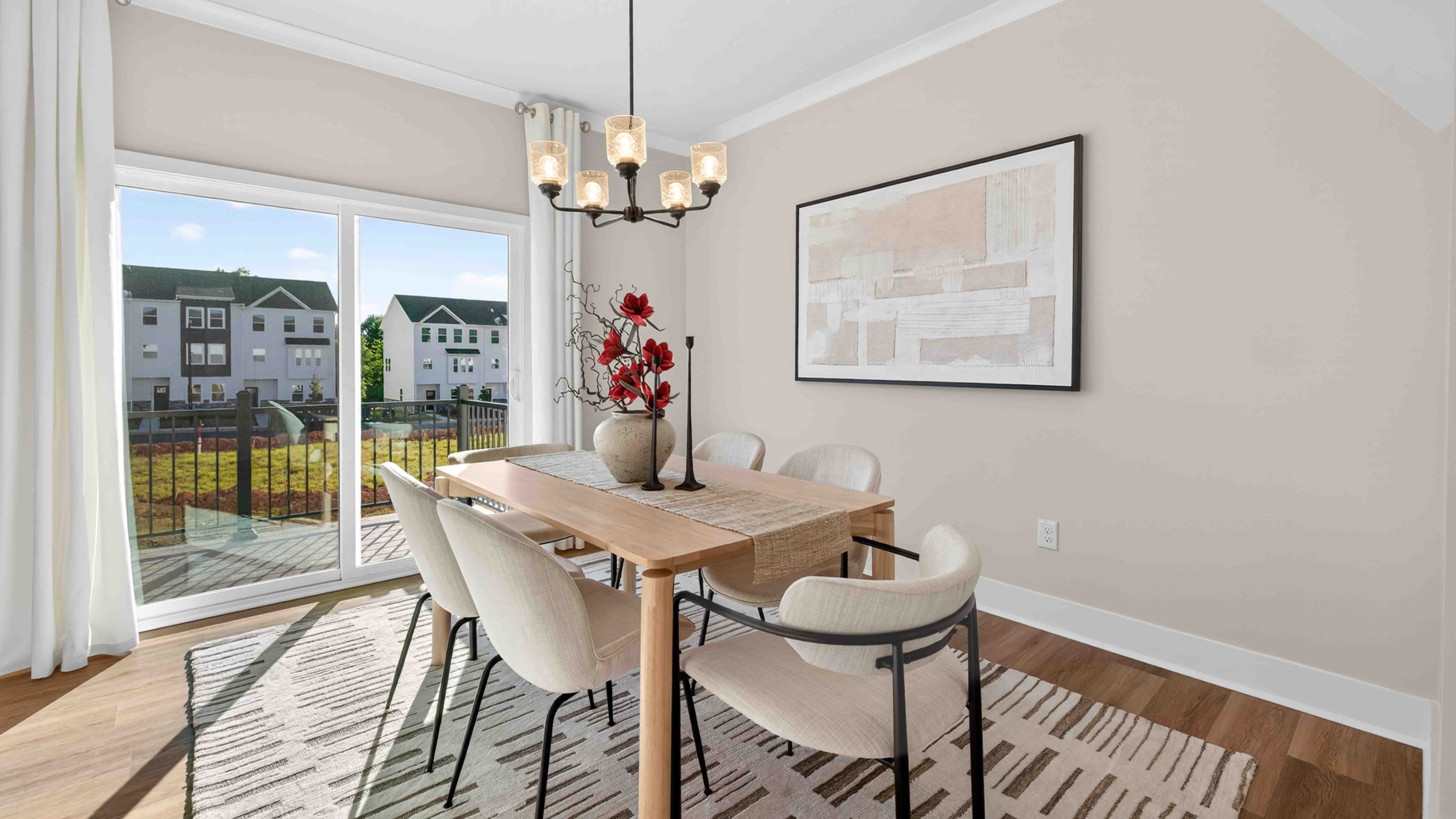 Dining area with sliding glass back door