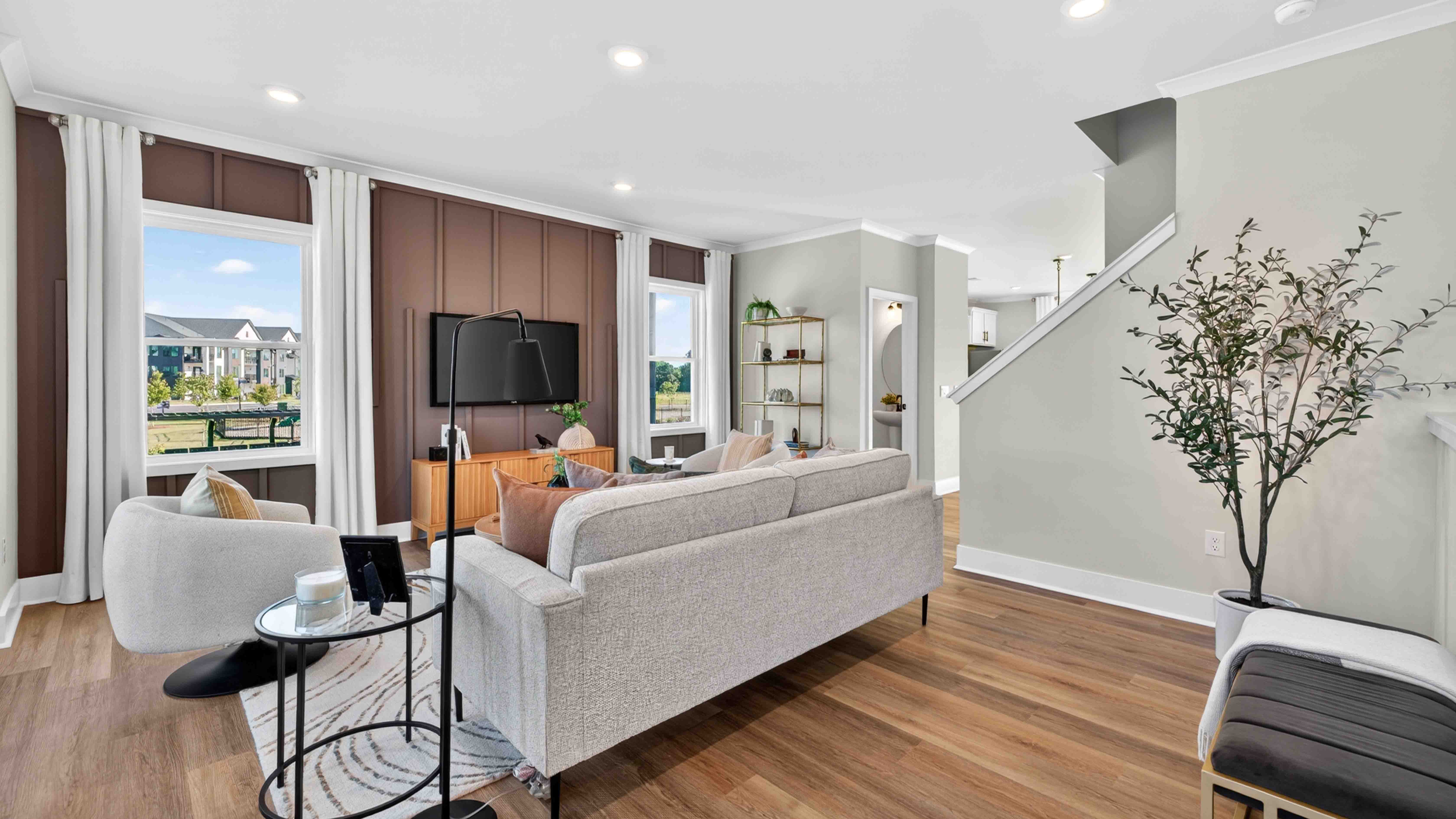 Open living room with windows