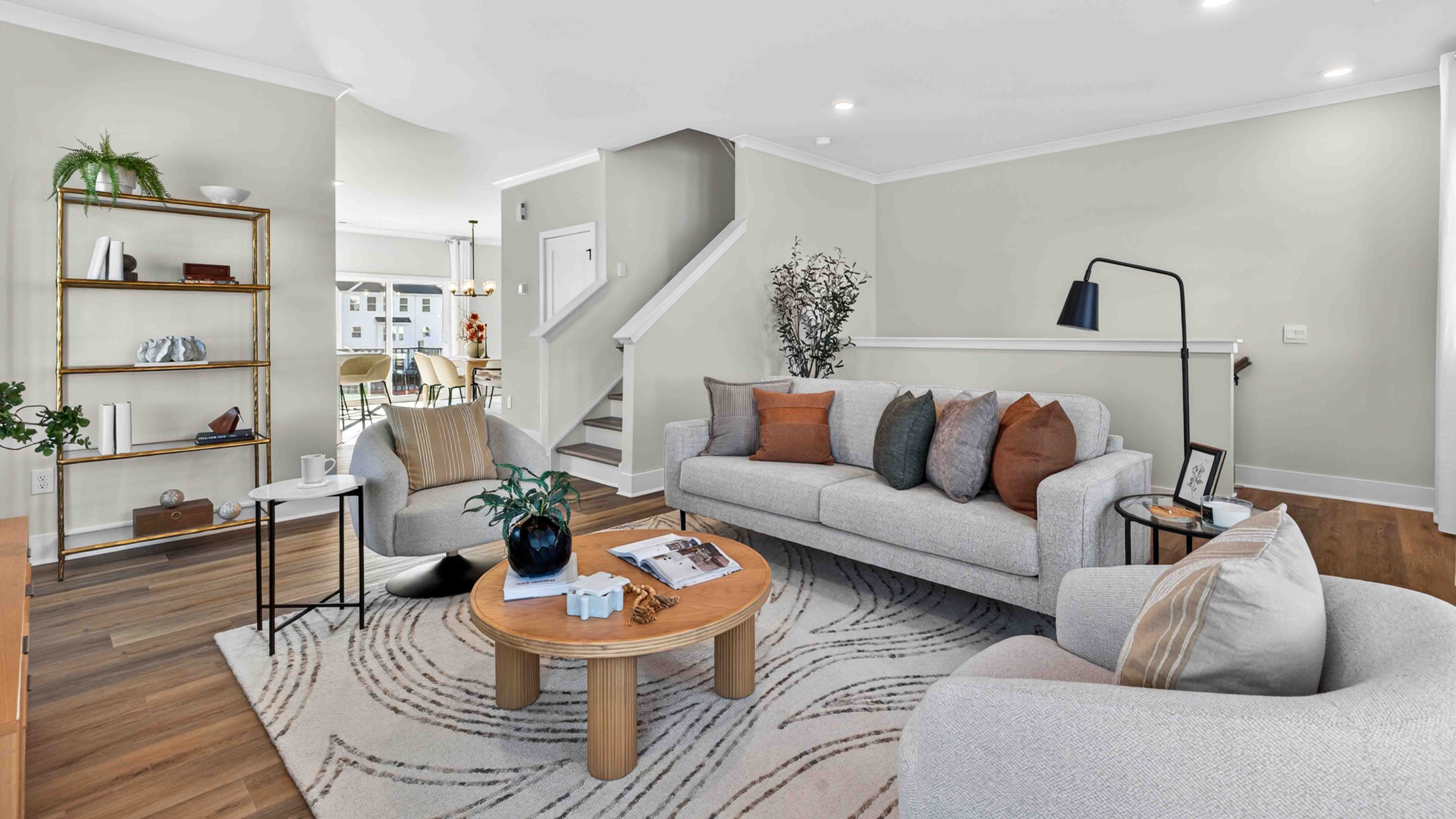 Open living room with windows