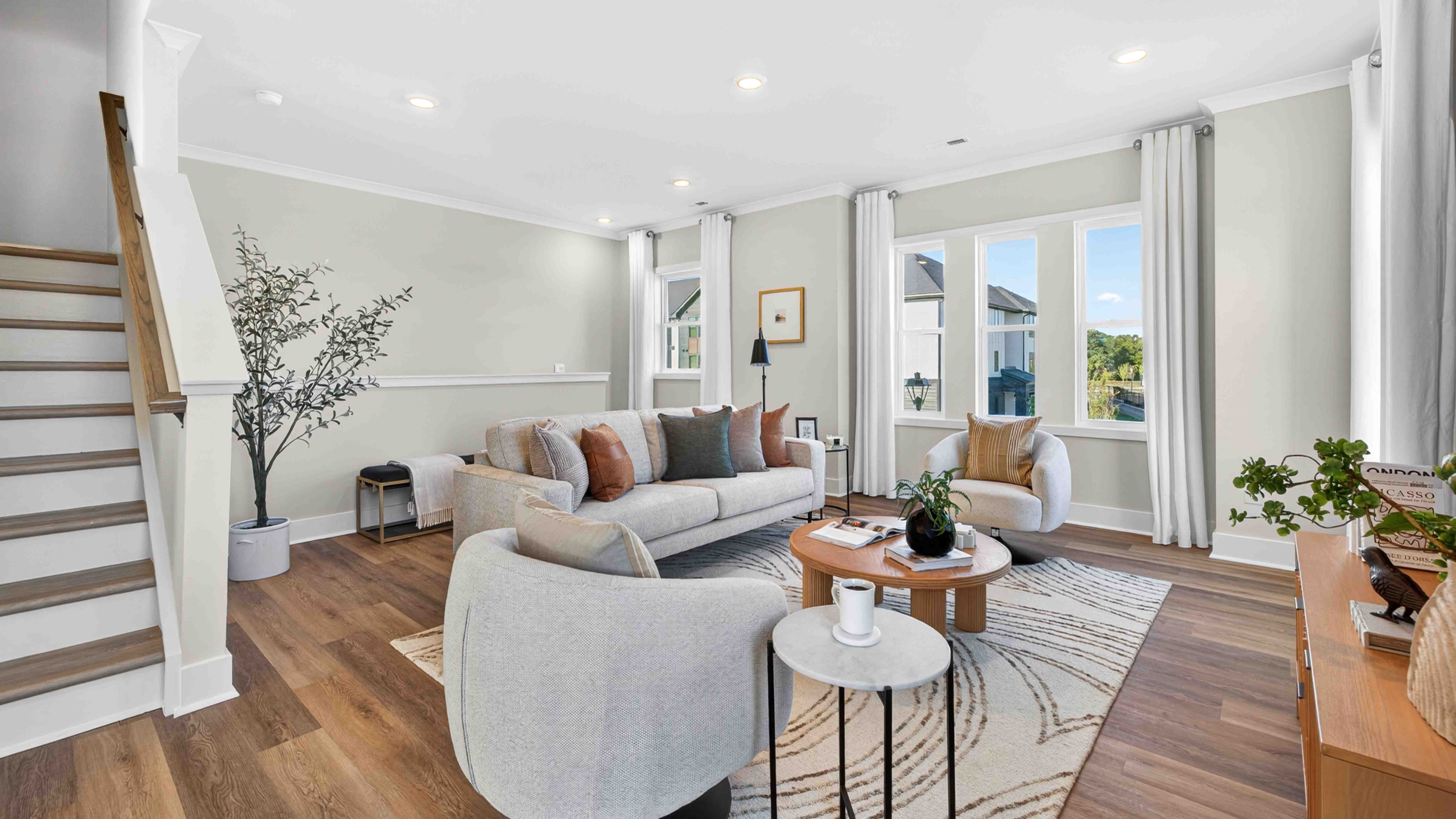 Open living room with windows