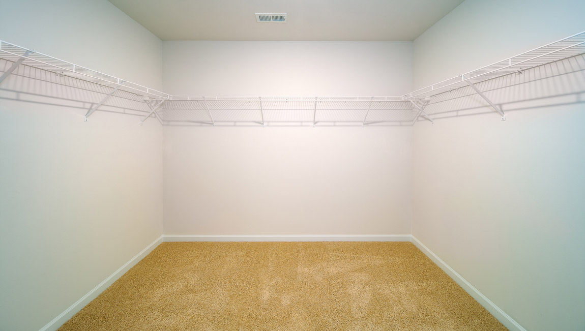 Primary carpeted walk in closet