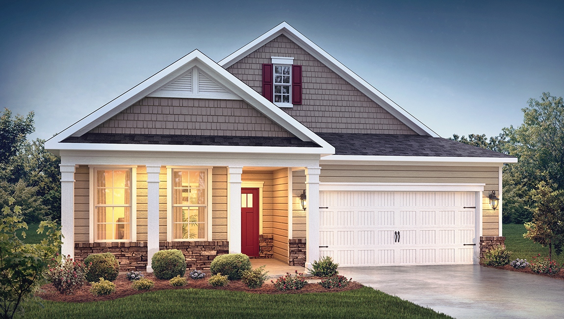 Bristol front exterior with siding and garage