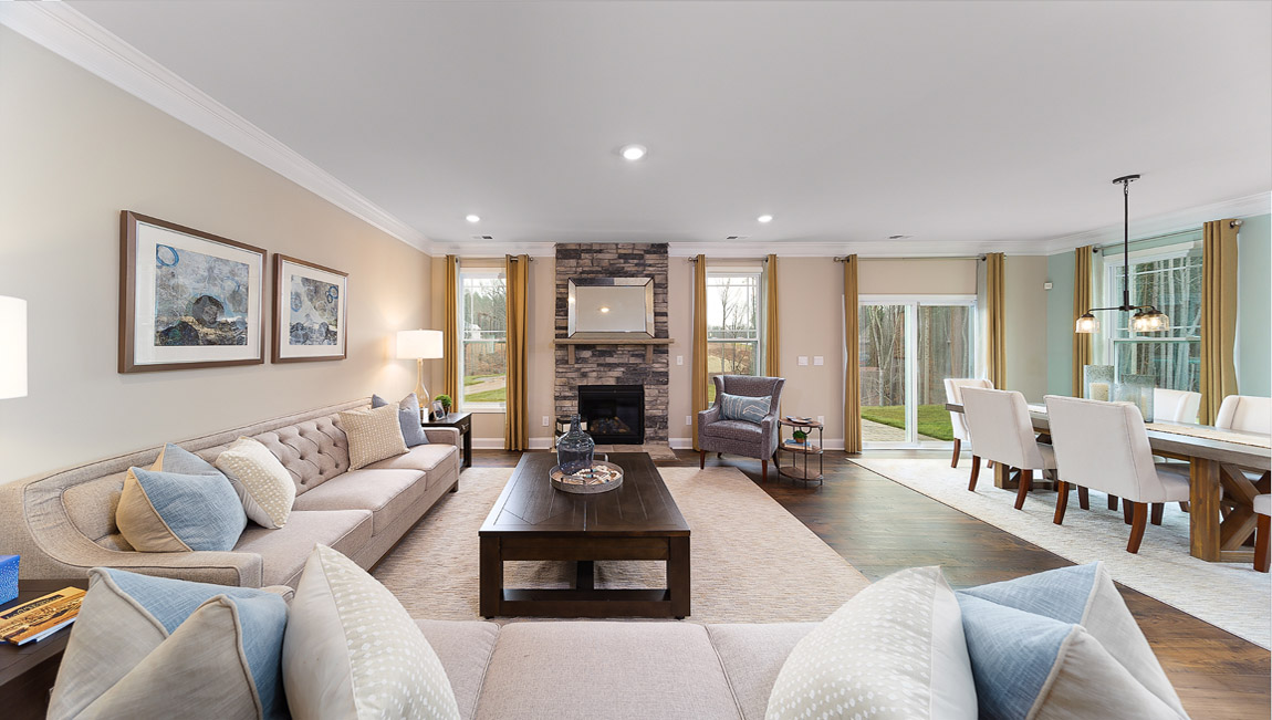 Hampshire Model Family Room with Gas Fireplace