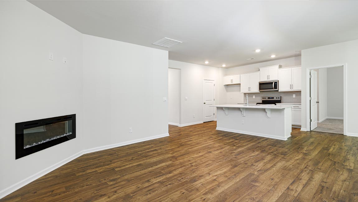 Open living room with windows