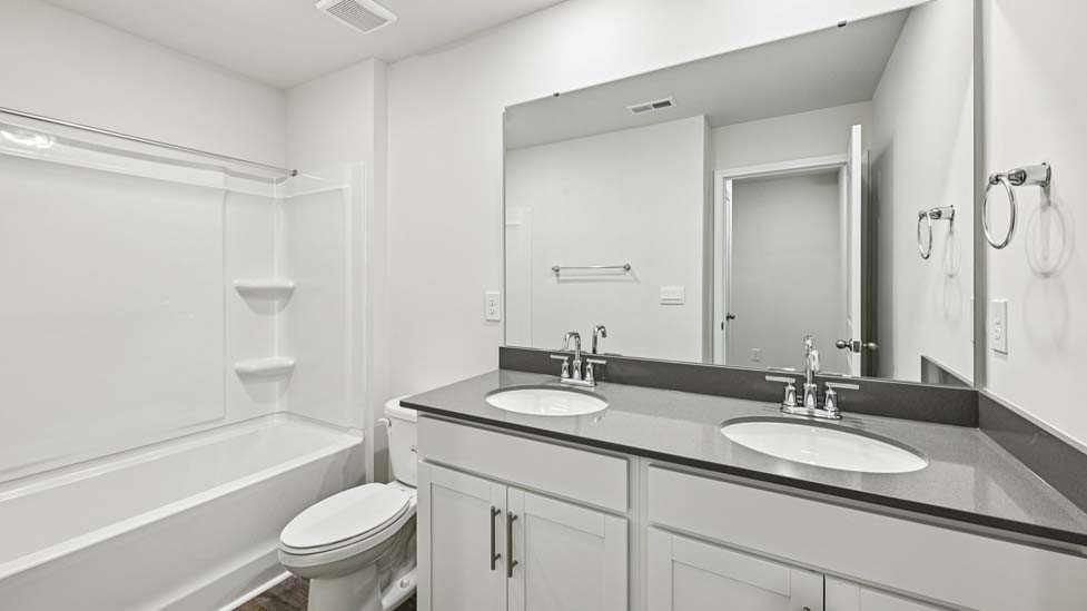 Bathroom with shower tub combination