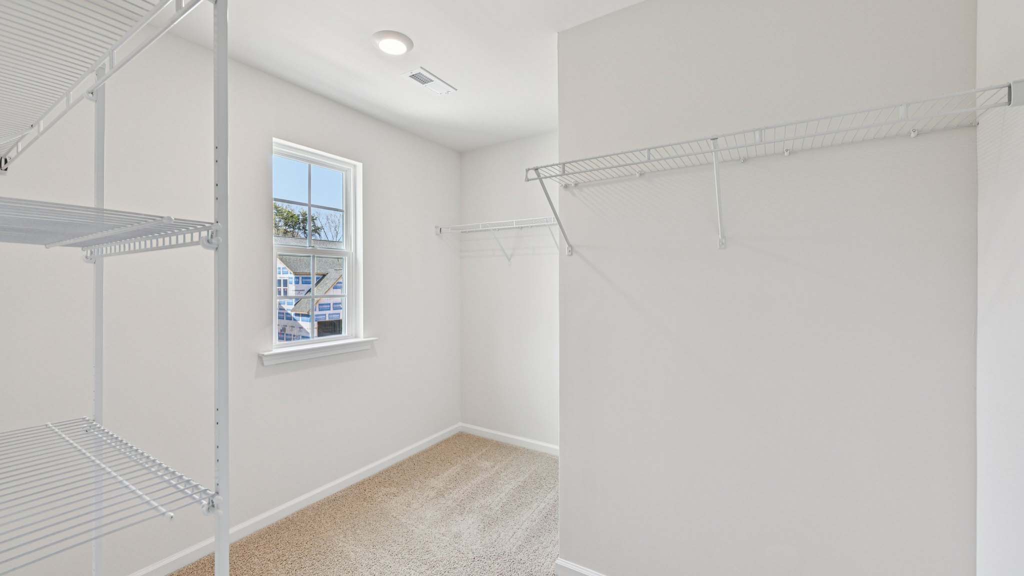 Carpeted walk in closet