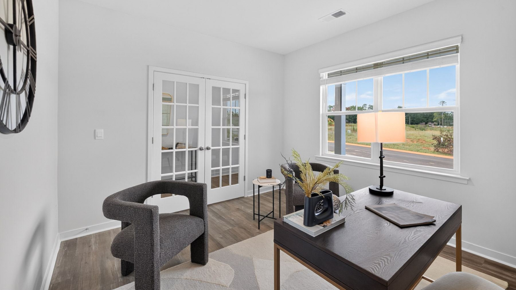 office area with windows