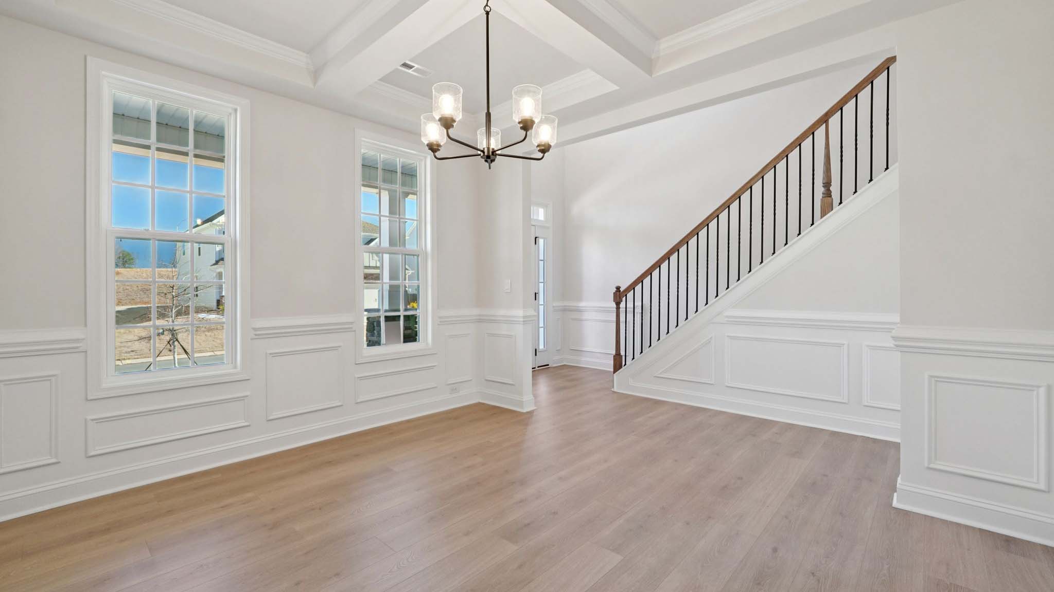 Dining room with hanging light fixture