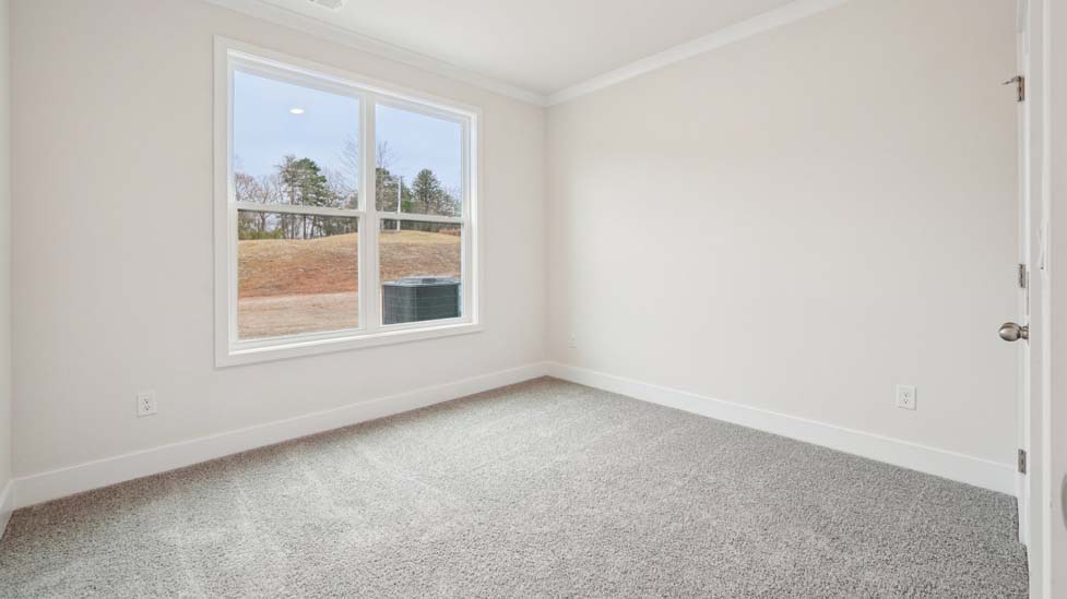 Carpeted bedroom with two windows