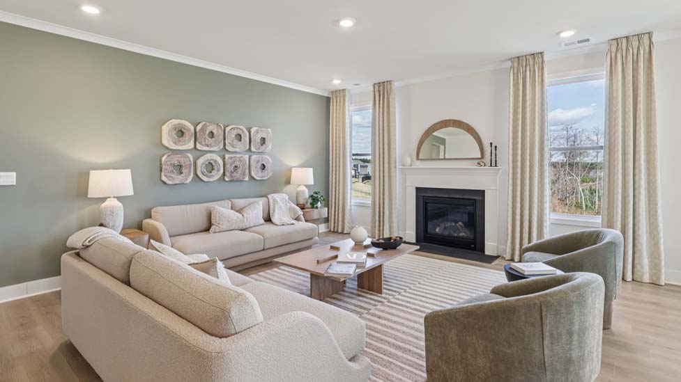 Open living room with windows