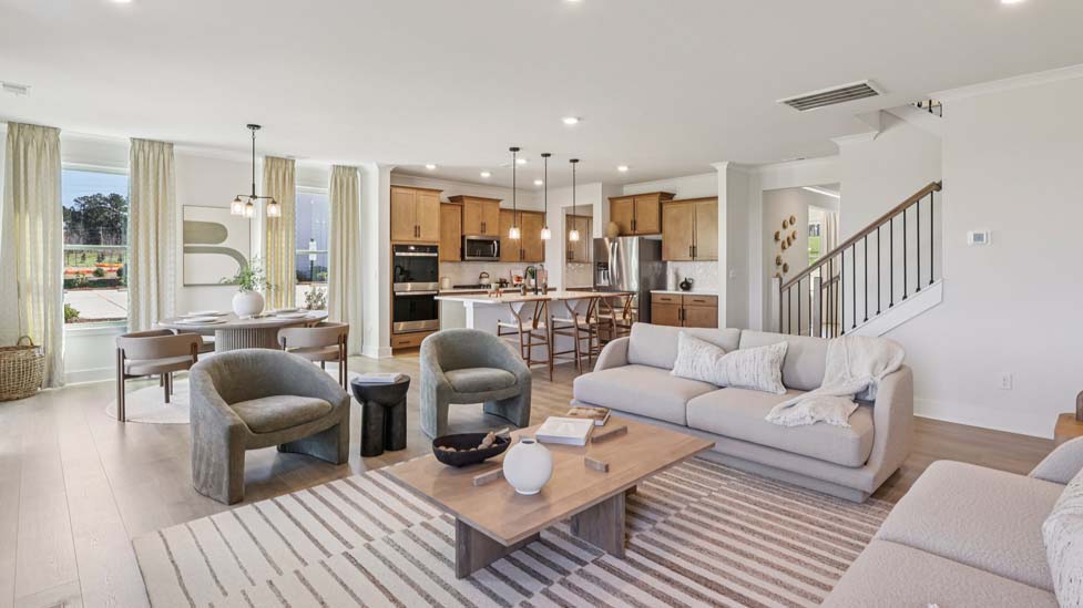 Open living room with windows