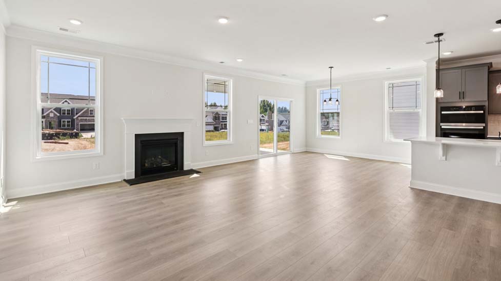 Open living room with windows