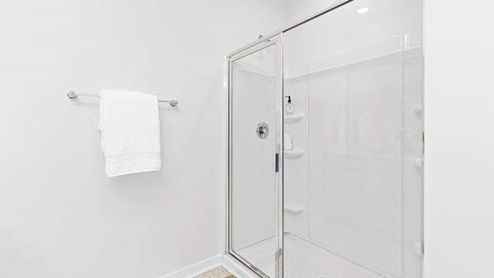 Bathroom with glass door standing shower