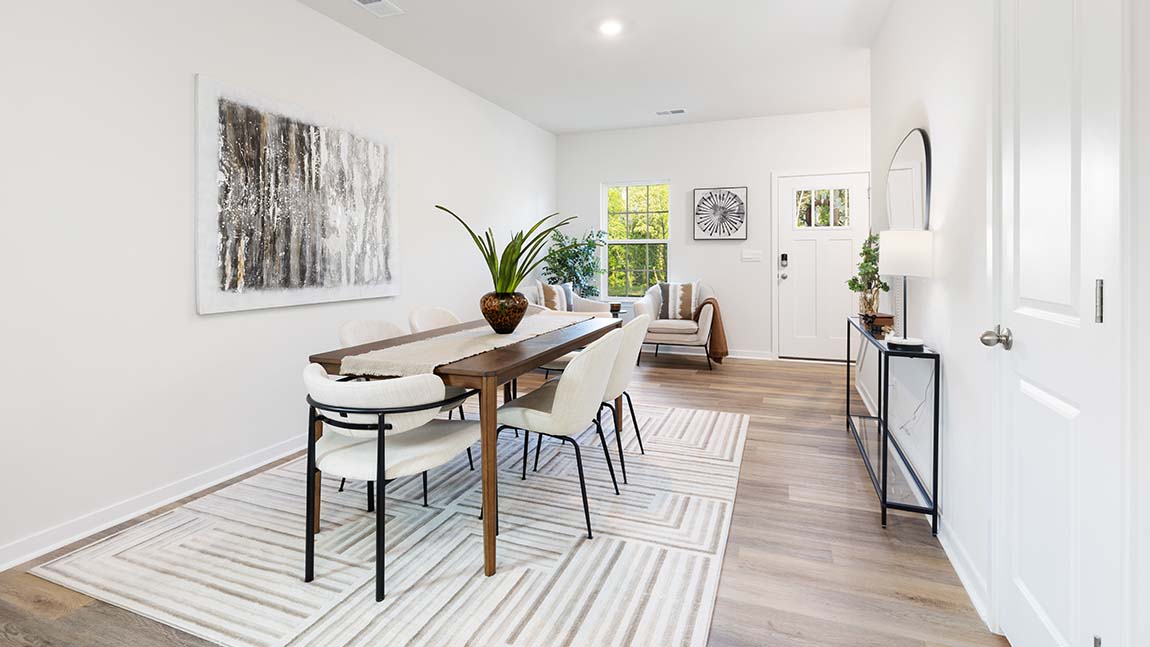 Breakfast space near kitchen, sliding glass doors beside