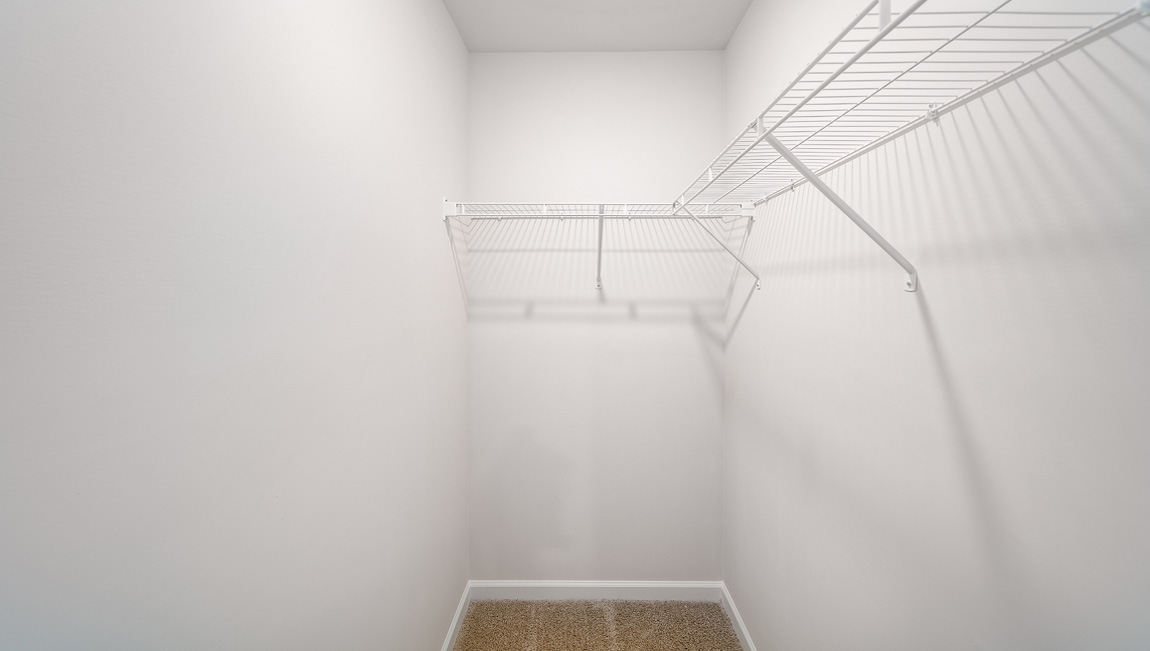 Carpeted bedroom walk in closet