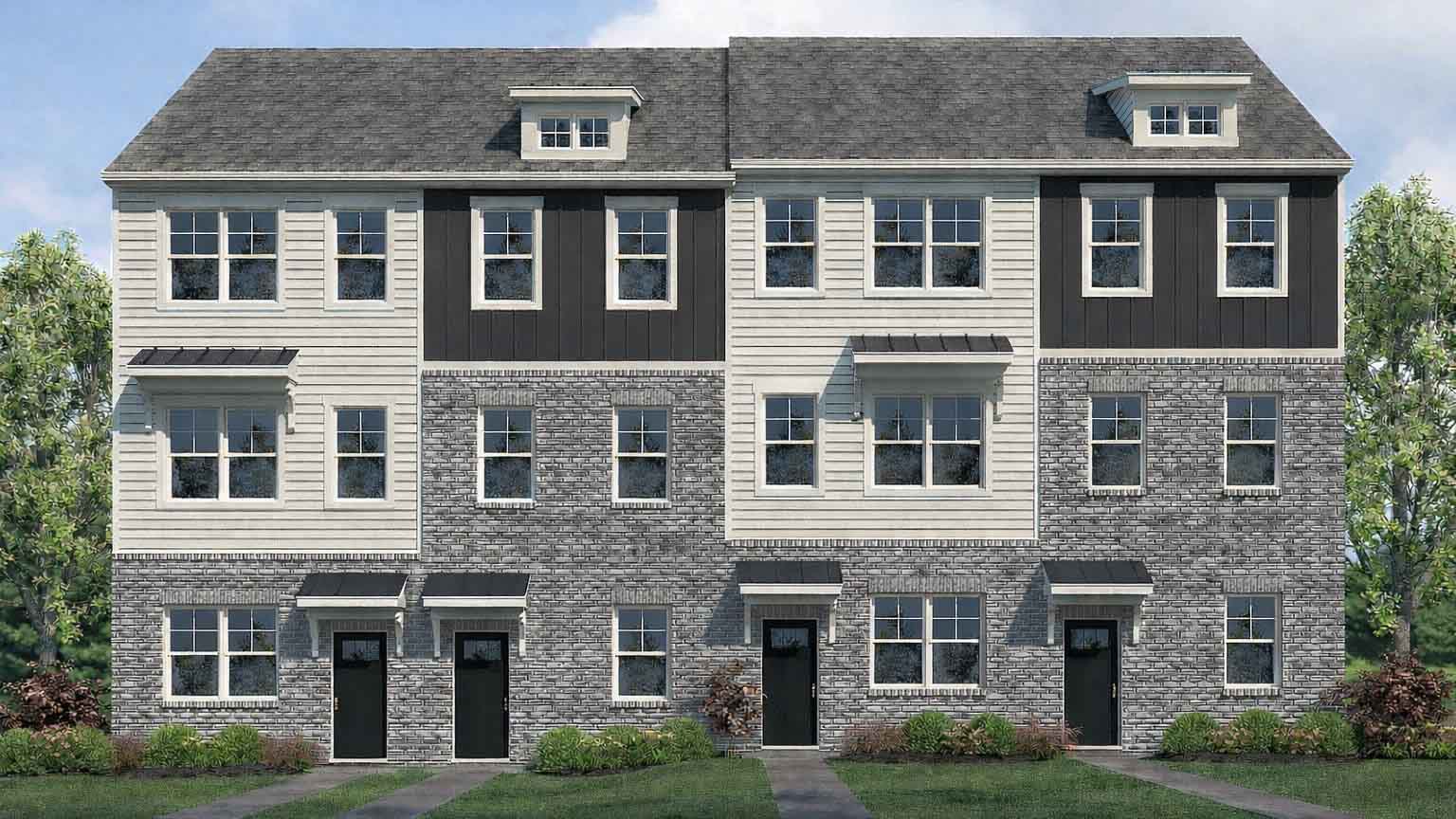 Carlton townhomes front exterior rendering