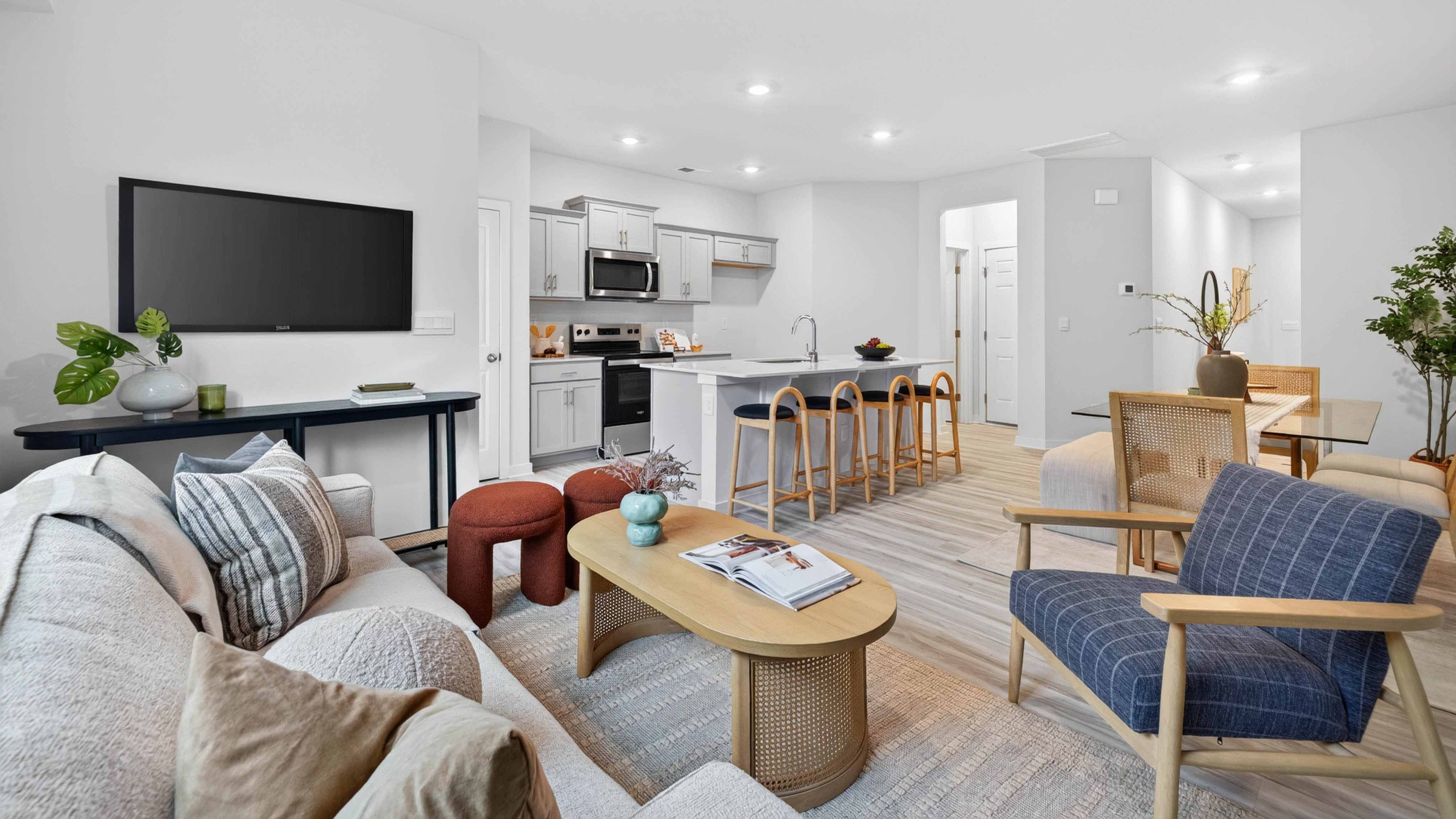 living room with large windows