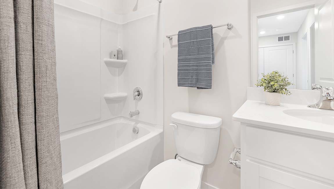 bathroom with bathtub shower combo
