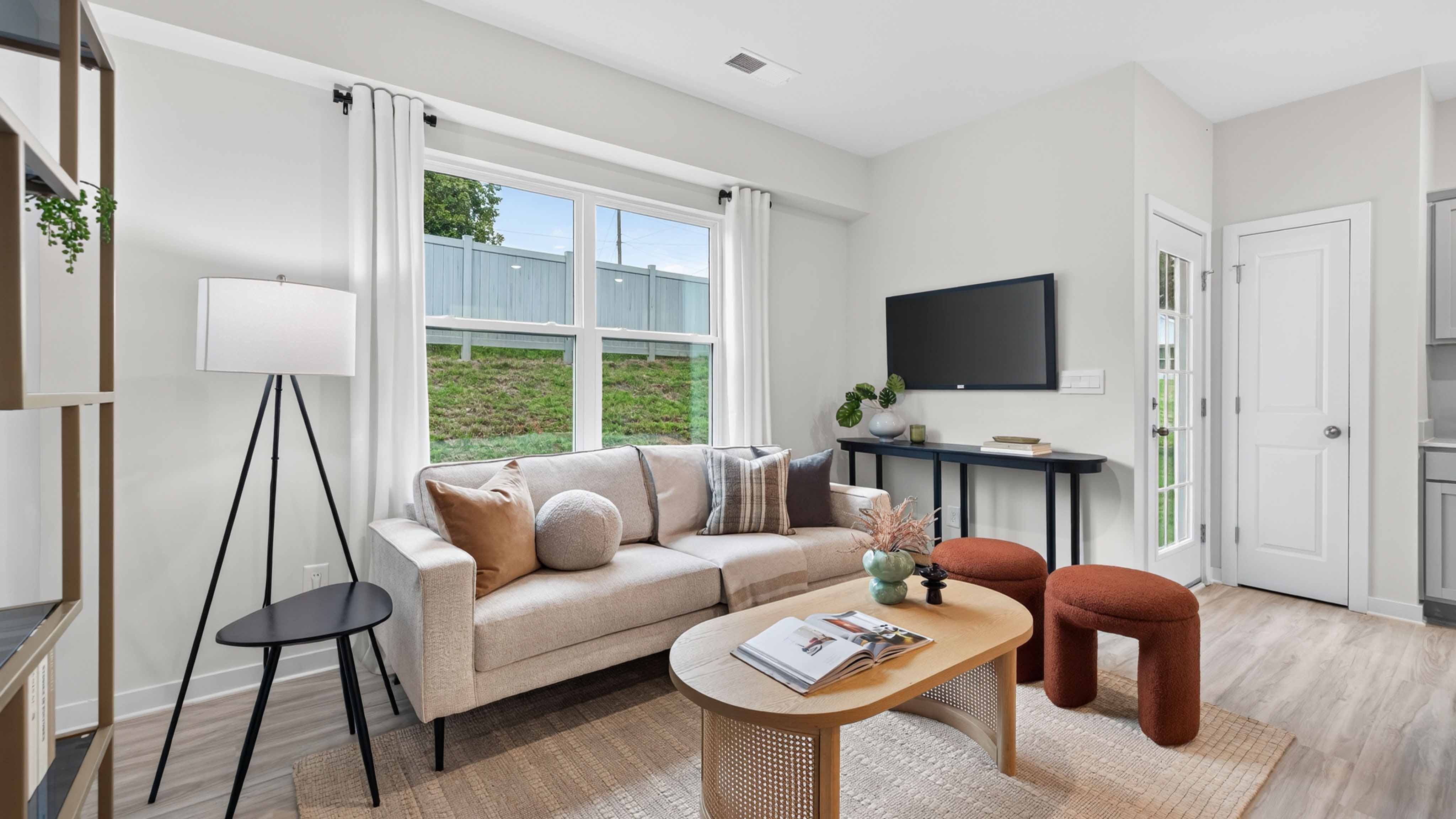living room with large windows