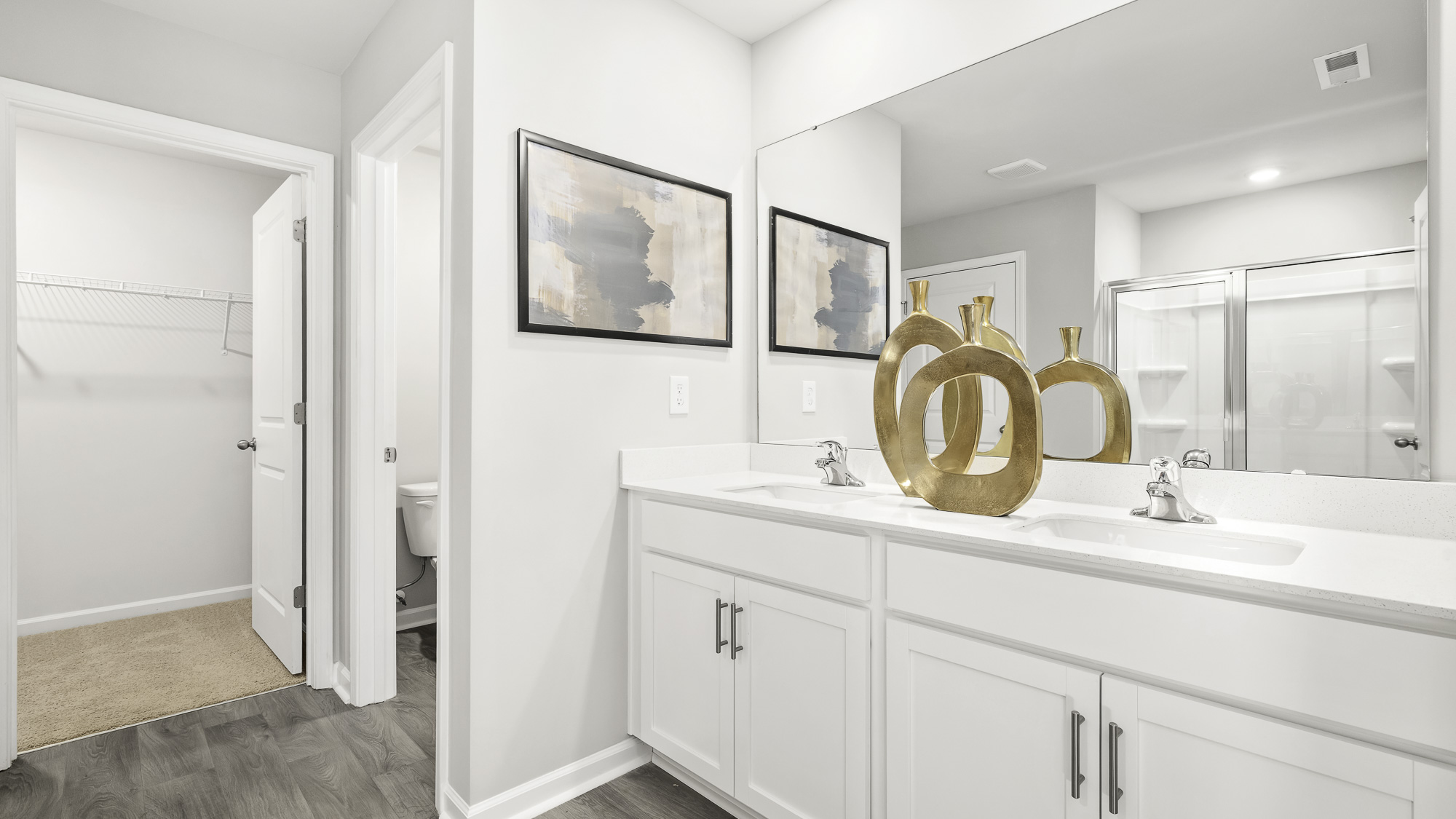 primary bathroom with double sinks