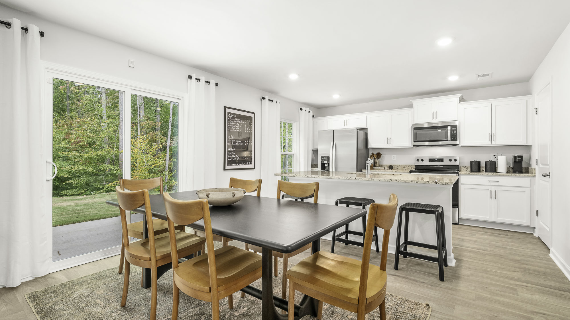 dining area with patio view