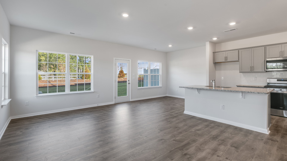 living room and kitchen