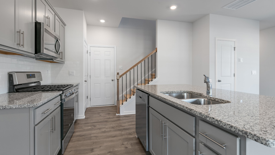 middle kitchen gray cabinets