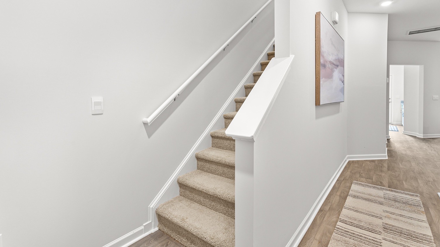 front door entrance and stair case