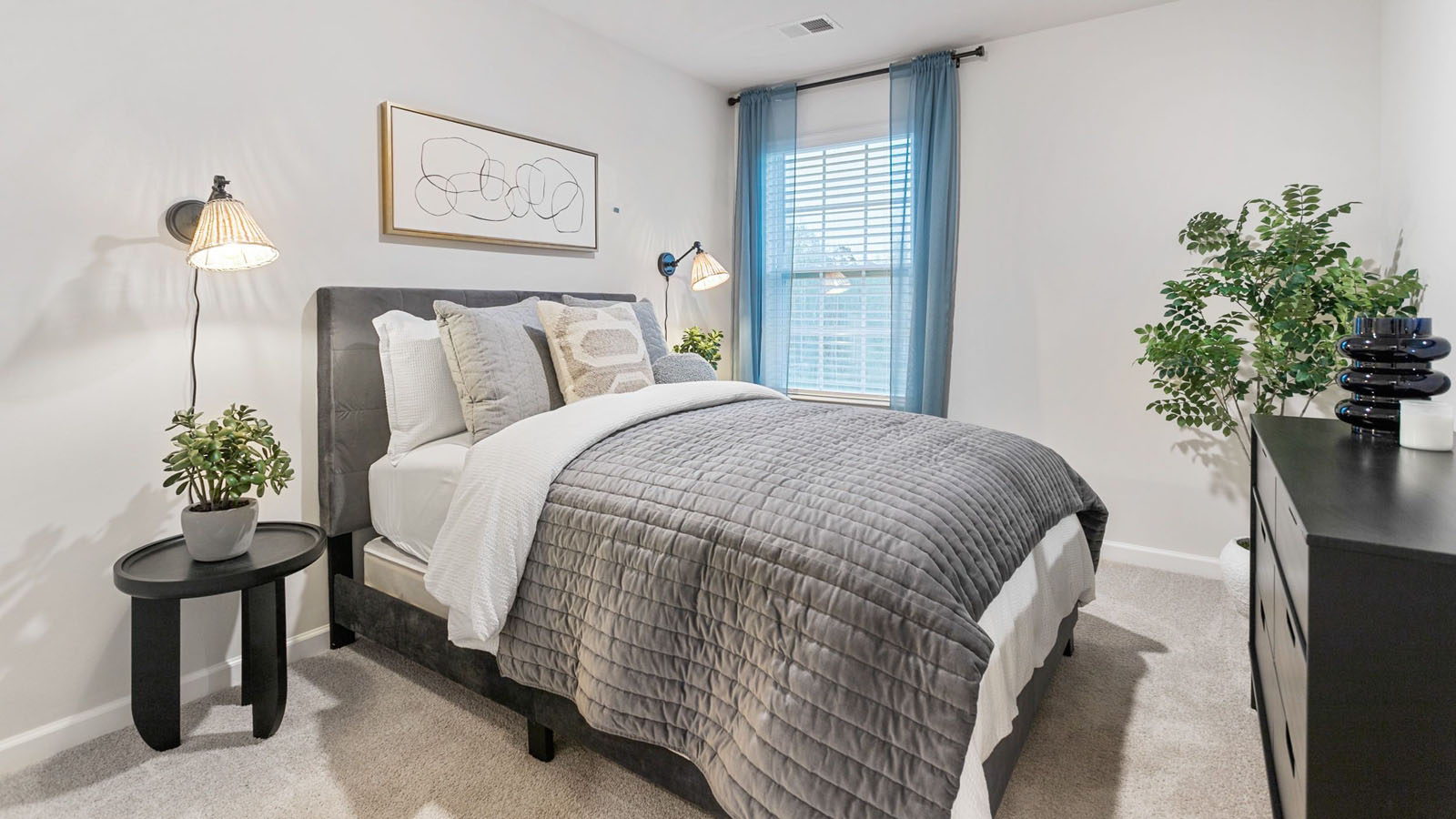secondary bedroom with carpet and window